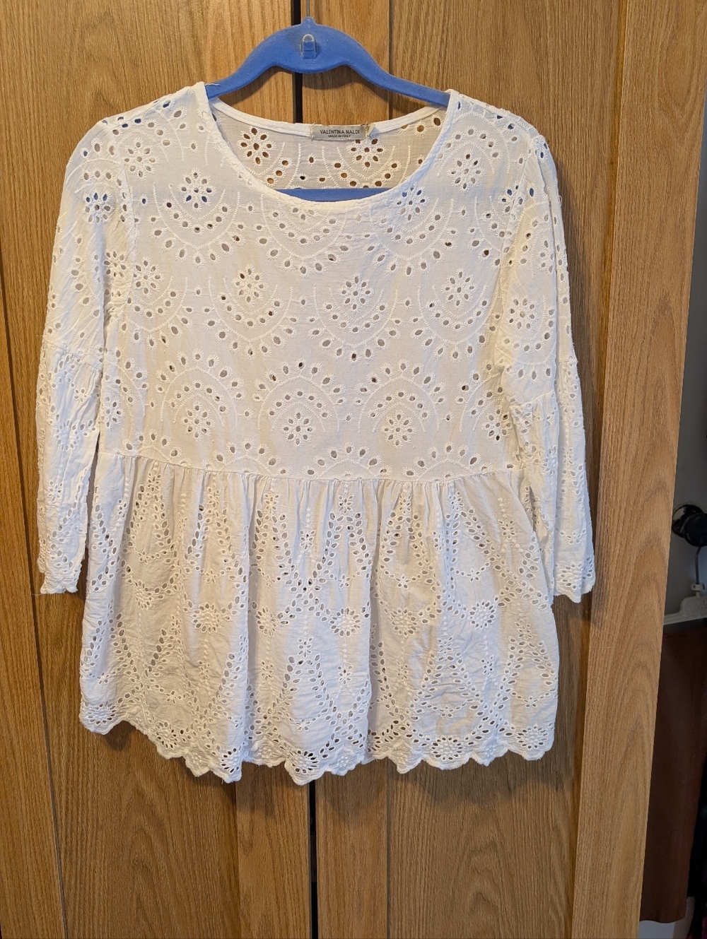 Eyelet Peplum Top in White